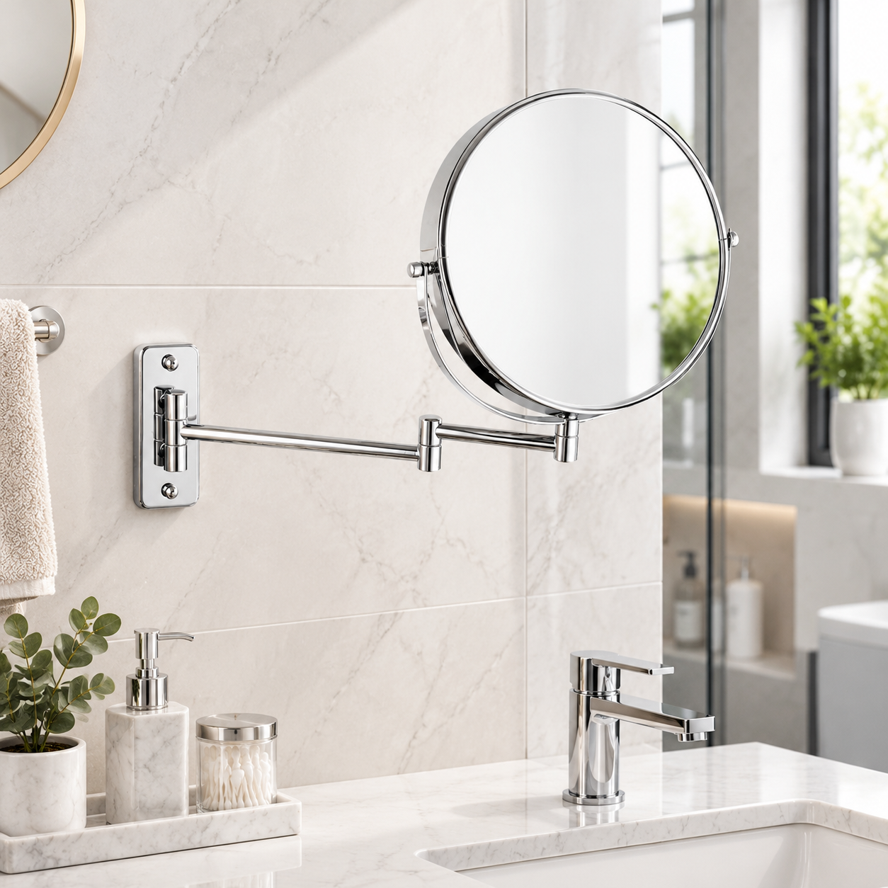LOTTOWARE 9" Wall Mount Swing Arm Mirror — Non-Lighted — product photo 1