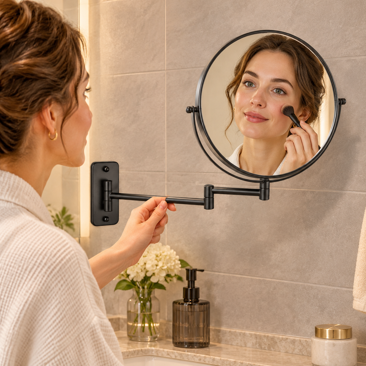 LOTTOWARE 9" Wall Mount Swing Arm Mirror — Non-Lighted — product photo 1
