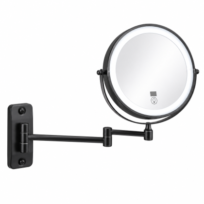 LOTTOWARE 8" Lighted Wall Mount Mirror with Digital Display (1x/10x) — product photo 1