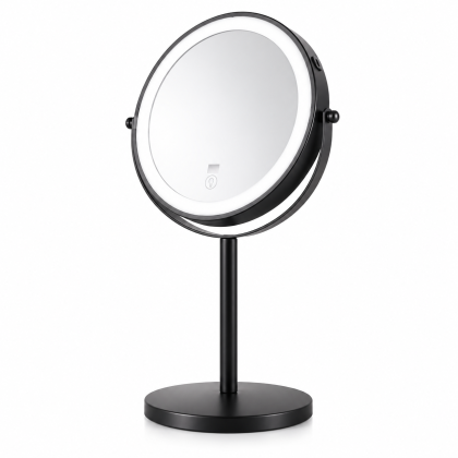LOTTOWARE 8" Lighted Tabletop Makeup Mirror with Digital Display (1x/30x) — product photo 1