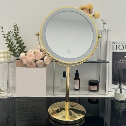 LOTTOWARE Shining Gold 10X 8-Inch Rechargeable LED Makeup Mirror