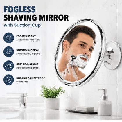LOTTOWARE Suction Cup No-Drill 360° Fogless Shower Mirror
