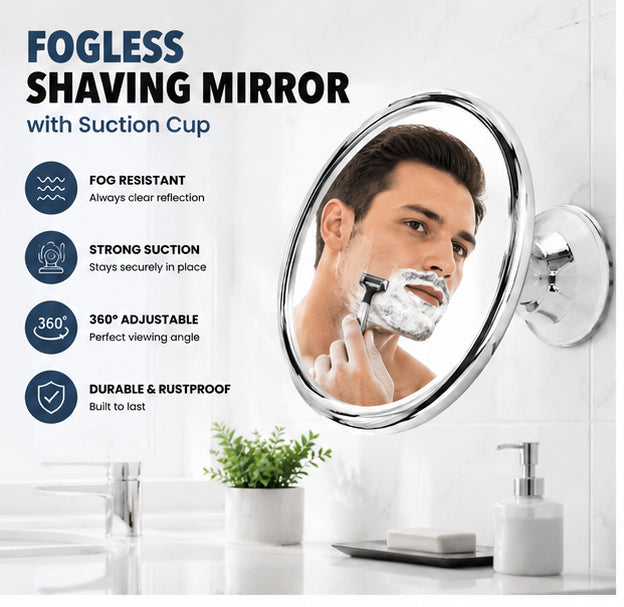 LOTTOWARE Suction Cup No-Drill 360° Fogless Shower Mirror